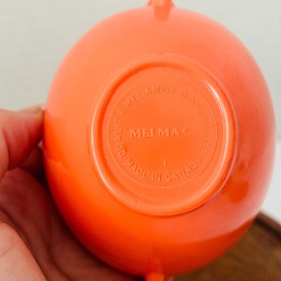 Vintage Coral Melmac Cream And Sugar Set Coffee Time Retro Kitsch Made In Canada - Picture 8 of 10